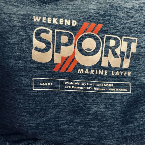 EUC Marine Layer Weekend Sport men’s quarter zip, blue/white stripe, large - Picture 6 of 6